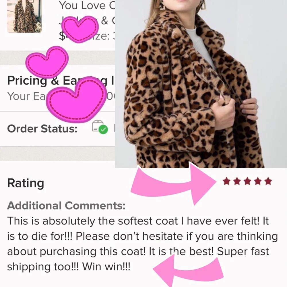 NEW STYLE Winter 2022 Cozy Cropped Leopard Fancy Jacket Coat - Picture 6 of 6